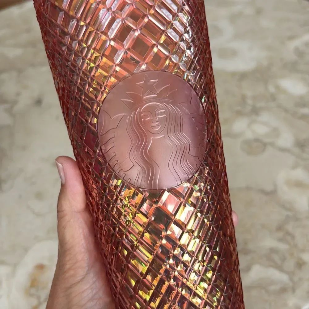 Starbucks 2021 Winter Holiday Jeweled Tumbler Cold Cup 24oz Rose Gold Christmas